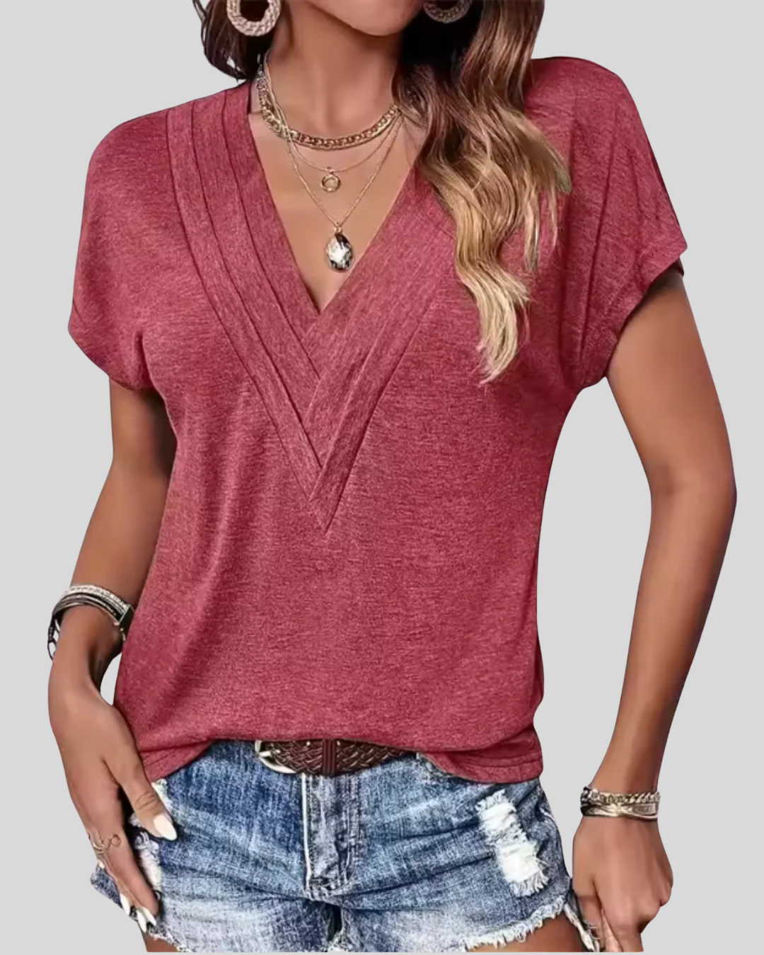 Kim | Bluse T-Shirt med V-hals